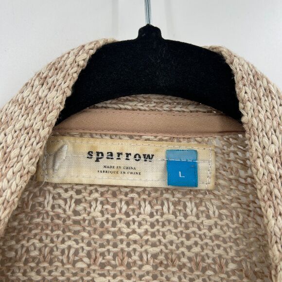 ANTHROPOLOGIE Sparrow Beige Celia Kimono Open Knit Cardigan Sweater Size Large - Picture 9 of 10